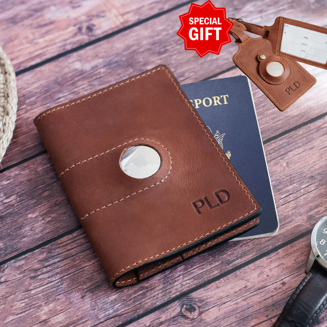 RIDL Custom Leather Passport Wallet with AirTag Slot