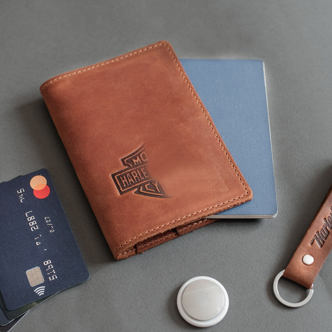 RIDL Custom Leather Passport Holder with AirTag Pocket