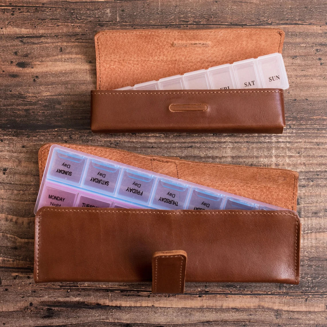 RIDL Personalized Leather Weekly Pill Organizer