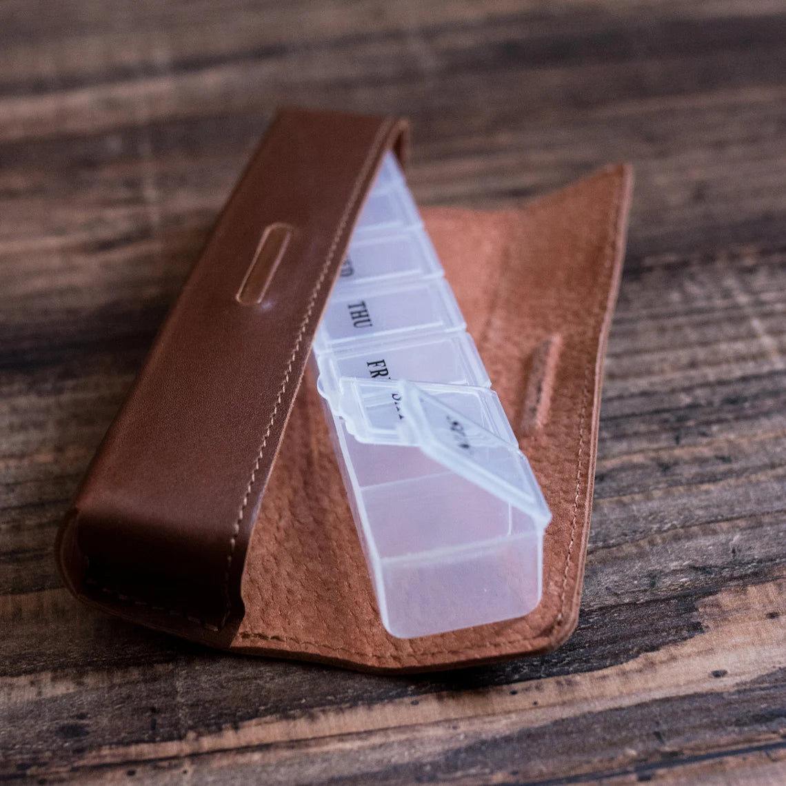 RIDL Personalized Leather Weekly Pill Organizer