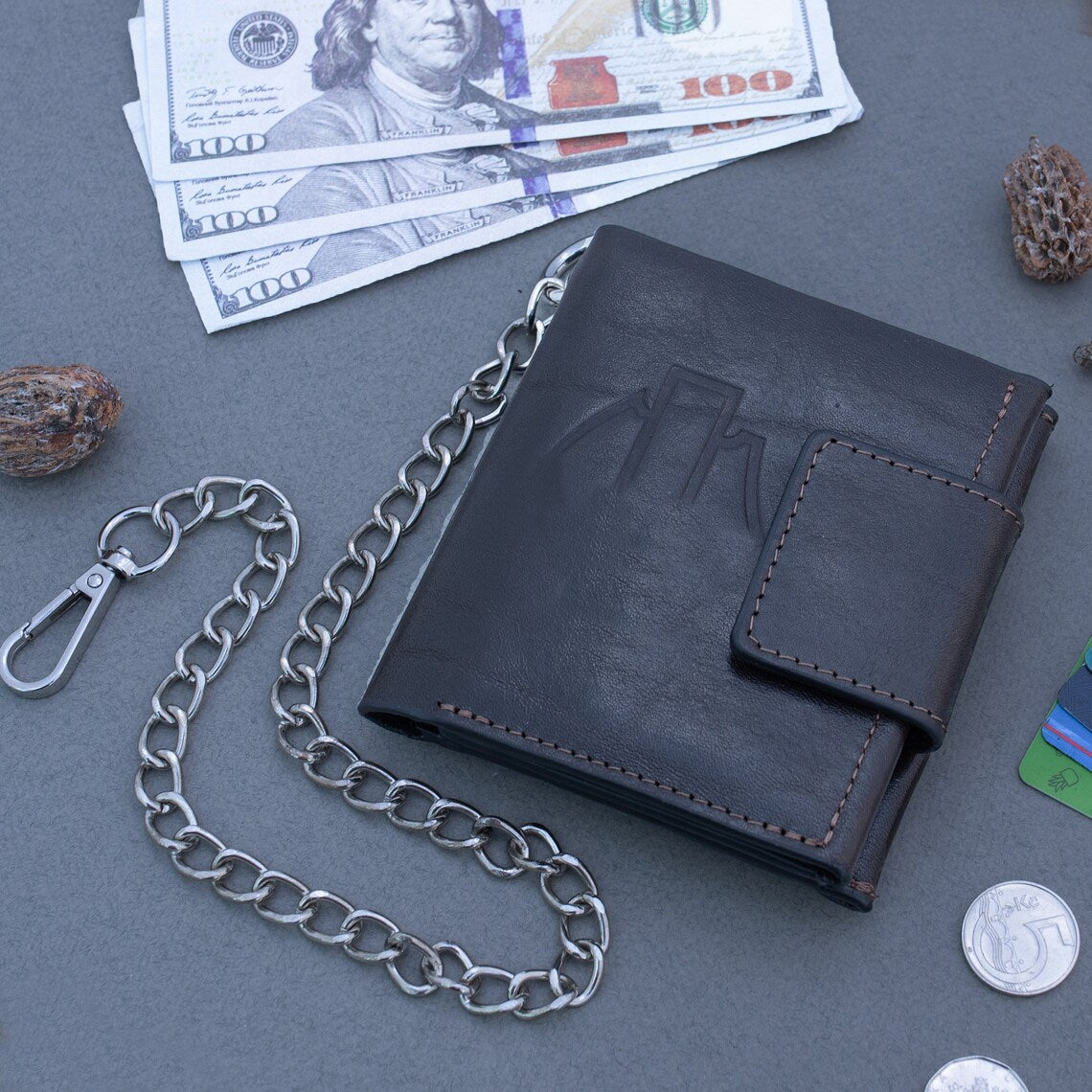 RIDL Custom Leather Bifold Chain Wallet