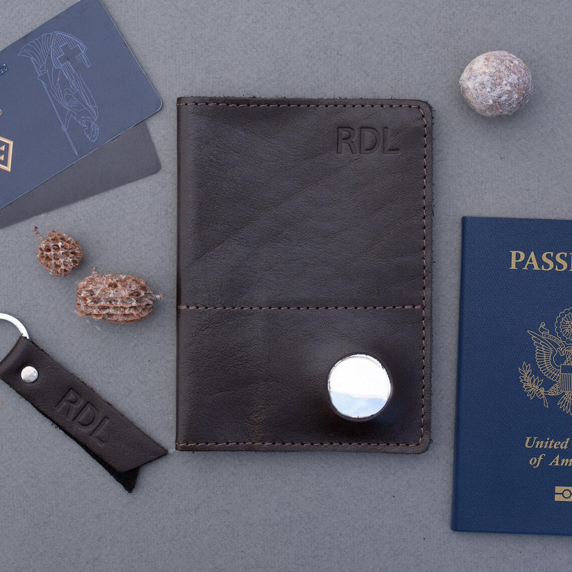 RIDL Leather Passport Cover with AirTag