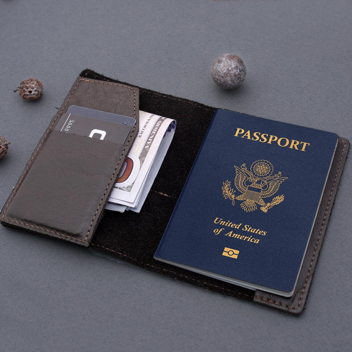 RIDL Leather Passport Cover with AirTag