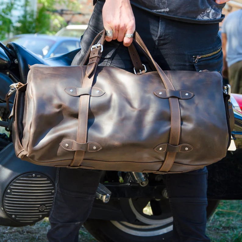 RIDL Leather Motorcycle Travel Duffle Bag