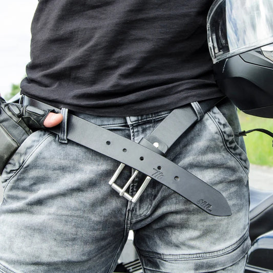 RIDL Engraved Black Leather Biker Belt