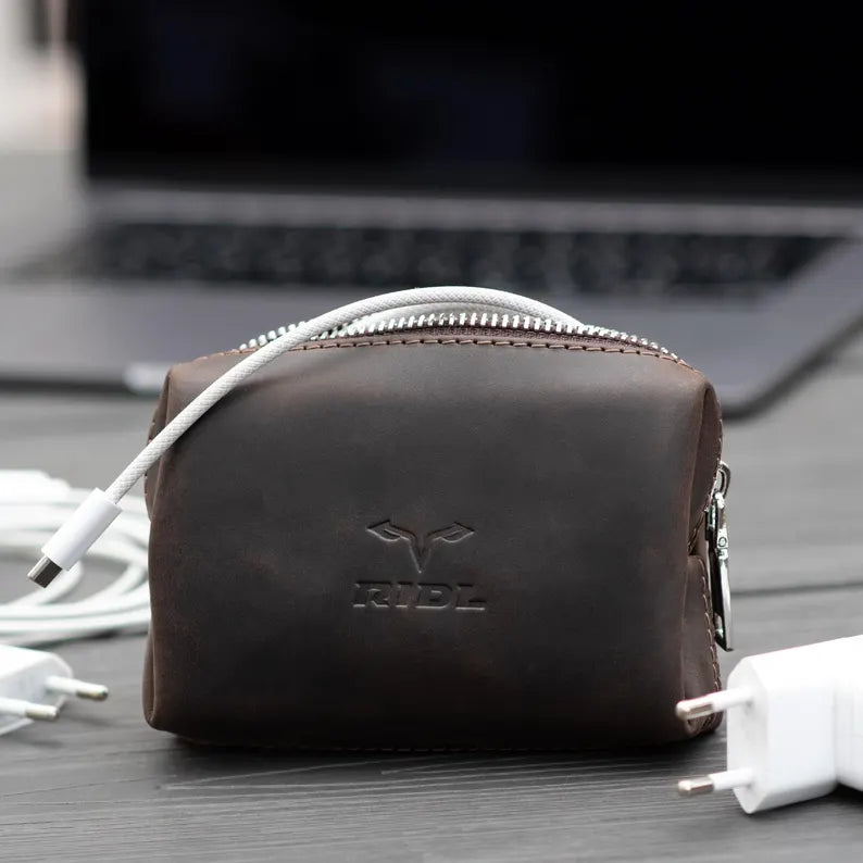 RIDL Leather Cable Organizer & Tech Case