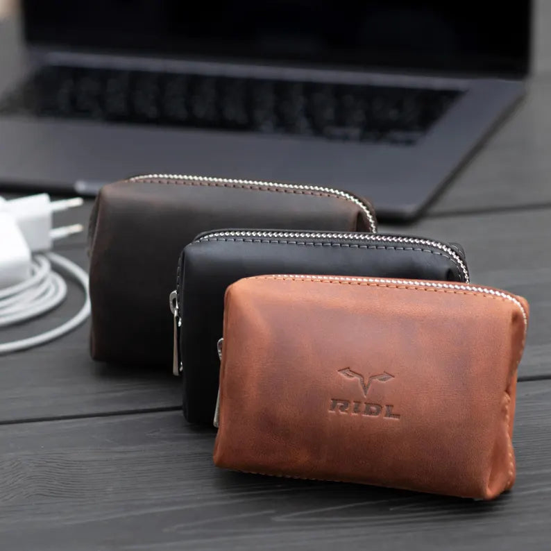 RIDL Leather Cable Organizer & Tech Case